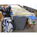 POWAKADDY GOLF BAG & CONTENTS OF CLUBS, DOG CAGE,