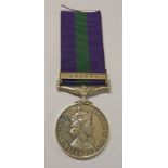 GENERAL SERVICE MEDAL 1918-62 WITH BRUNEI CLASP TO CORPORAL R CURTIS OF THE GREEN JACKETS (2369944