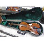 MAIDSTONE VIOLIN WITH 34CM LONG 2 PIECE BACK WITH CASE Condition Report: Wear to