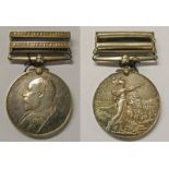 KINGS SOUTH AFRICA MEDAL WITH SOUTH AFRICA 1901 AND SOUTH AFRICA 1902 CLASP TO LIEUTENANT A B
