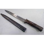 GERMAN K98 BAYONET WITH 25CM LONG BLADE WITH WOODEN GRIPS AND STEEL SCABBARD