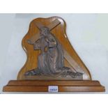 OAK MOUNTED RELIGIOUS PLAQUE 41CM LONG