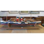 MODEL PADDLE STEAMER "WAVERLEY" WITH STAND THAT FOLDS OUT TO A TABLE,
