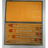 CASED SET OF 7 HYDROMETER MARKED TWADDELL NO1 TO NO7 MAKER PETER STEVENSON LTD EDINBURGH