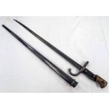 FRENCH 1874 GRAS BAYONET WITH 50CM LONG BLADE AND STEEL SCABBARD