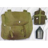 1943 DATED BRITISH MILITARY GREEN CANVAS BAG MARKED 'TURNBULL' AND "22+ J.D.M.