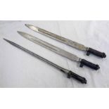 3 BAYONETS, ONE WITH A TRIANGULAR SHAPED BLADE,