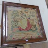 19TH CENTURY WOOLWORK TAPESTRY BY MARY EVANS 1894 64 X 66 CM Condition Report: Brown