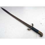 BRITISH 1855 PATTERN LANCASTER BAYONET WITH 60.5CM LONG PIPE BACKED BLADE AND POMMEL MARKED 14 R.A.