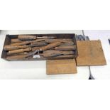 SELECTION OF WOOD CHISELS ETC IN ONE BOX