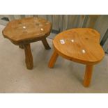 3 LEGGED STOOL WITH "HANDMADE WOODCRAFT THE SMITHY ST NEOT NEAR LINSKEARD CORNWALL" LABEL TO