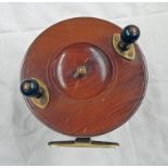 HEATONS 'ETON SUN' STAR BACK MAHOGANY AND BRASS 6 INCH REEL