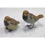 PAIR OF COLD PAINTED BRONZE SPARROWS,