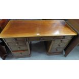 19TH CENTURY MAHOGANY TWIN PEDESTAL DESK WITH 9 DRAWERS BY B.