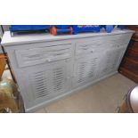 PAINTED SIDEBOARD WITH 3 DRAWERS OVER 3 DOORS ON PLINTH BASE 91CM TALL X 179CM WIDE