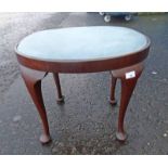 OVAL MAHOGANY STOOL ON QUEEN ANNE SUPPORTS