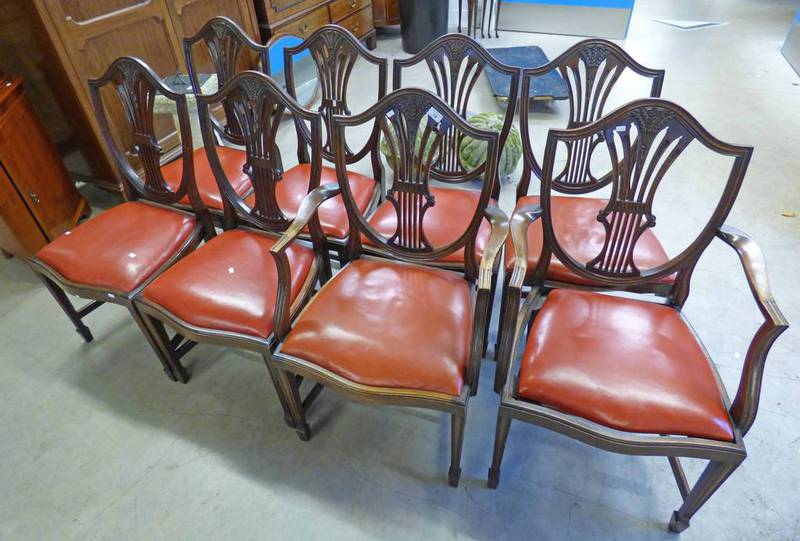 SET OF 8 20TH CENTURY MAHOGANY DINING CHAIRS ON SQUARE SUPPORTS