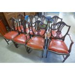 SET OF 8 20TH CENTURY MAHOGANY DINING CHAIRS ON SQUARE SUPPORTS