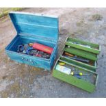 GREEN TOOL BOX & BLUE TOOL BOX WITH TOOLS