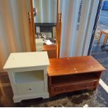 LOT WITHDRAWN PINE CHEVAL MIRROR, OAK TV STAND,