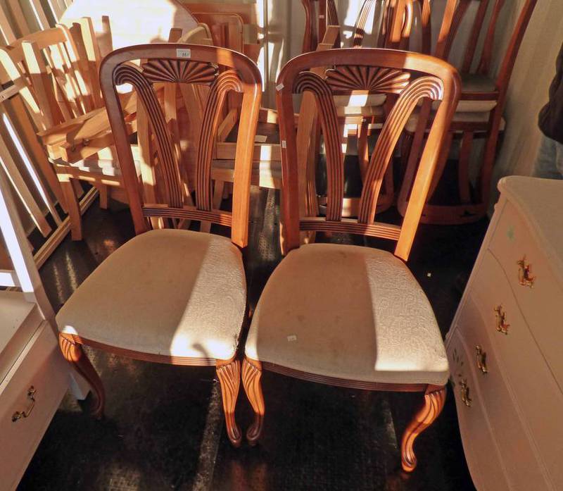 HARDWOOD EXTENDING DINING TABLE AND SET OF 6 CHAIRS