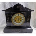 19TH CENTURY EBONISED MANTLE CLOCK Condition Report: Currently does not run or keep