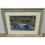 JONATHAN MITCHELL, NURBURGING 1969, SIGNED IN INK BY ARTIST & BY SIR JACKIE STEWART FRAMED PRINT,