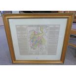 GILT FRAMED GEOGRAPHICAL & STATISTICAL MAP OF RUSSIA AFTER C.