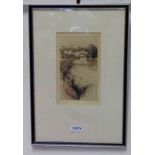 JACKSON SIMPSON BRIG O' BALGOWIE SIGNED IN PENCIL FRAMED ETCHING 23 X 14 CM