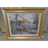 JONATHAN MITCHELL, INVERQUHARITY CASTLE, SIGNED, GILT FRAMED OIL PAINTING,
