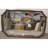 ARTS & CRAFTS STYLE OAK FRAMED MIRROR - MAX SIZE: 46 X 74CM