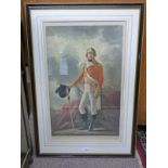 H MACBETH RAEBURN, MILITARY GENTLEMAN WITH SWORD, SIGNED IN PENCIL, FRAMED COLOURED PRINT,