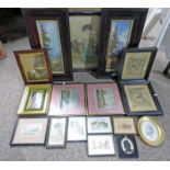 2 FRAMED WATERCOLOURS OF COUNTRY SCENES SIGNED GEORGE CATHRO & VARIOUS OTHER PICTURES,