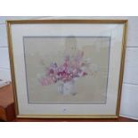 MARY MCMURTIE, JUG OF FLOWERS, SIGNED, FRAMED WATERCOLOUR,