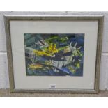 IAN HAMILTON, COQUILLAGE 1 WITH LABEL TO REVERSE, SIGNED, FRAMED MIXED MEDIA PAINTING,