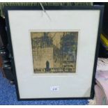 FRANK BRANGWYN, BUILDING THE NEW BOURSE, SIGNED, FRAMED ETCHING,