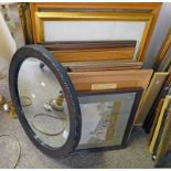 OVAL OAK FRAMED MIRROR, LARGE SELECTION WATERCOLOURS,