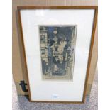 FRAMED ETCHING AMBIOS SIGNED D.Y.