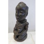 HARDWOOD LUBA SEATED MATERNITY FIGURE HOLDING BABY,