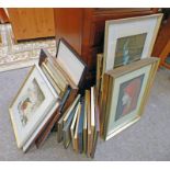 VARIOUS COLOURED ETCHINGS, PRINTS,