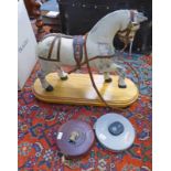 WOODEN HORSE & 2 TAPE MEASURES LENGTH OF BASE 42 CMS