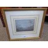 VIEW OF AN ESTUARY WITH FIGURES & TREES, UNSIGNED, 19TH CENTURY FRAMED PASTEL, 11.
