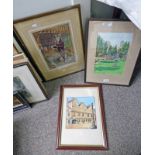 3 FRAMED WATERCOLOURS INCLUDING BUTCHARTS GARDENS EDINBURGH, HUNTLY HOUSE ETC ALL SIGNED GEO.