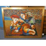C LOFT, SAILOR WITH GIRL, SIGNED FRAMED OIL PAINTING,