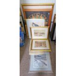 AFTER DAVID ROBERTS FRAMED PRINT RUINS OF LUXOR, 2 OTHER ROBERTS PRINTS, 2 EGYPTIAN PICTURES,