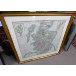 A NEW MAP OF SCOTLAND FROM THE LATEST AUTHORITIES BY JOHN CARY ENGINEER 1801 IN A GILT FRAME - 90 X