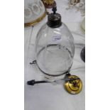 GLASS CENTRE LIGHT FITTING WITH ENGRAVED DECORATION - HEIGHT OF BOWL 36CM