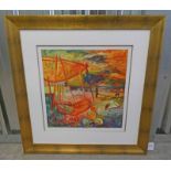 FRAMED ARTISTS PROOF FISHING NETS SIGNED IN PENCIL MIKE TURPIE - 51CM X 50 CM BEING SOLD ON BEHALF