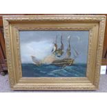 19TH CENTURY AMERICAN SCHOOL, QUASI WAR NAVAL ENGAGEMENT SCENE, UNSIGNED,