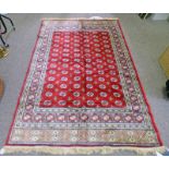 RICH RED GROUND CASHMERE RUG WITH TRADITIONAL BUKHORA DESIGN 230 X 155 CM Condition